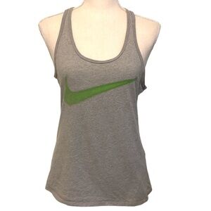 THE NIKE TEE Tank Top Women's Size Medium Gray Green Dri-Fit Athletic Cut